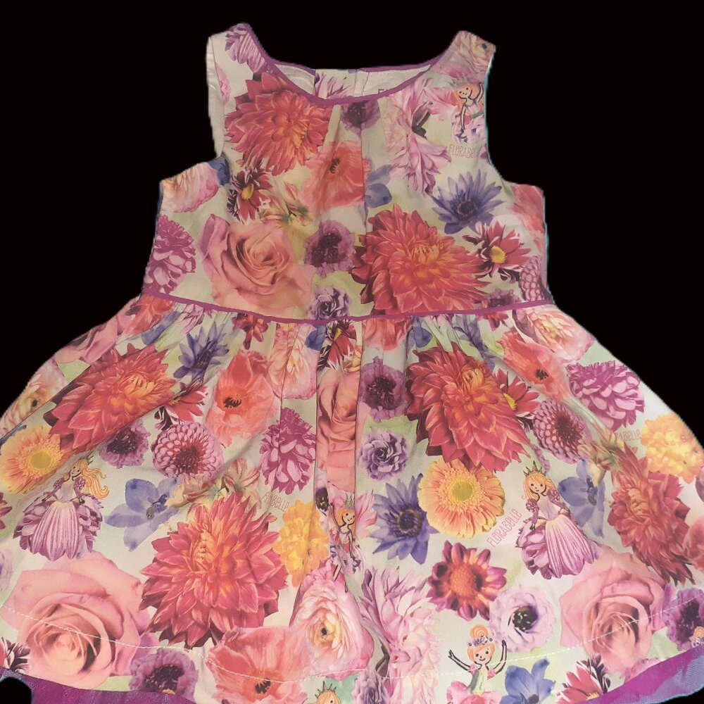 FLORABELLE DRESS SHABBY FLORAL PLEATED TWIRL TULLE SUMMER SPRING-GIRLS SIZE 12M